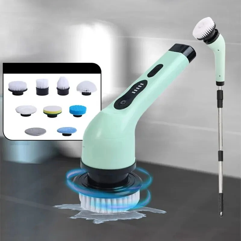 2000mAh Multifunctional Cordless Electric Cleaning Brush with 9 Brush Heads Electric Cleaning Brush Bathroom Window Kitchen Automotive Household Rotating Cleaning Machine (image for) 2000mAh Multifunctional Cordless Electric Cleaning Brush with 9 Brush Heads Electric Cleaning Brush Bathroom Window Kitchen Automotive Household Rotating Cleaning Machine